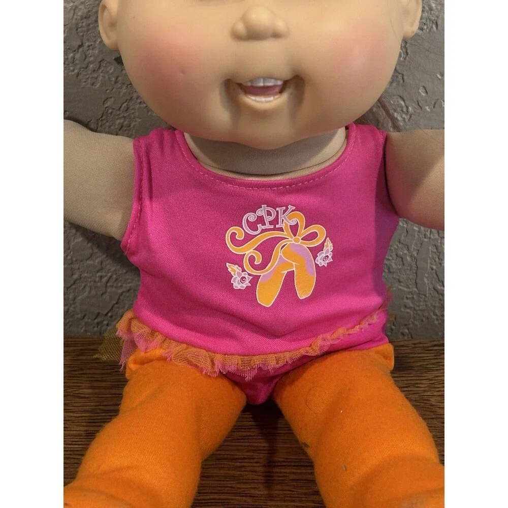 2012 JAKKS Cabbage Patch Doll Girl Gymnastic Brown Red Hair Leotard Blue Eye 16”